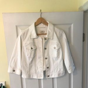 Loft Brand White Crop Jean Jacket Size Small
